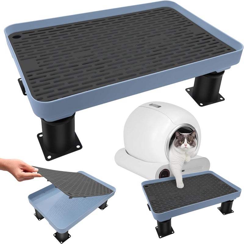 Catcan Adjustable Cat Litter Box Ramp, Detachable Elevated Cat Litter Box Step, Double Layered Stable Trapper with Filter Function Suit for Small & Elderly Cats(14.7”x10”x2”) - Image 1